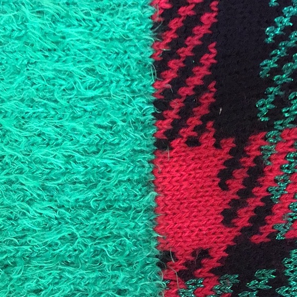 Merry & Bright Fuzzy Embroidered Santa Rudolph Camp Funny Ugly Christmas Sweater - Picture 13 of 13